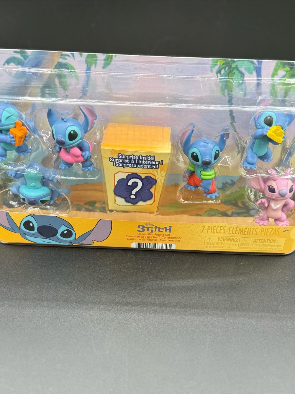 Disney Stitch Mini Figure Set with Blue and Pink Characters - 7 Pieces